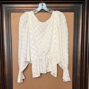 NWT BB Dakota White Polka Dot Blouse